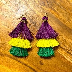 Mardi Gras Earrings Purple green gold Tassel Boujee Mardi Party Louisiana